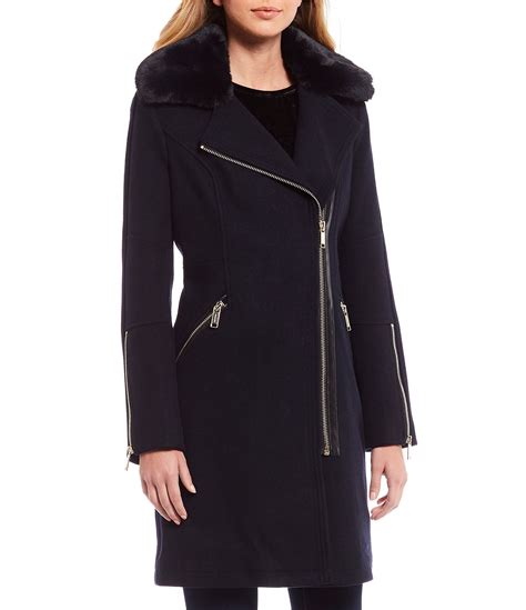 michael michael kors faux fur-trimmed wool blend coat|Women's MICHAEL Michael Kors Faux.